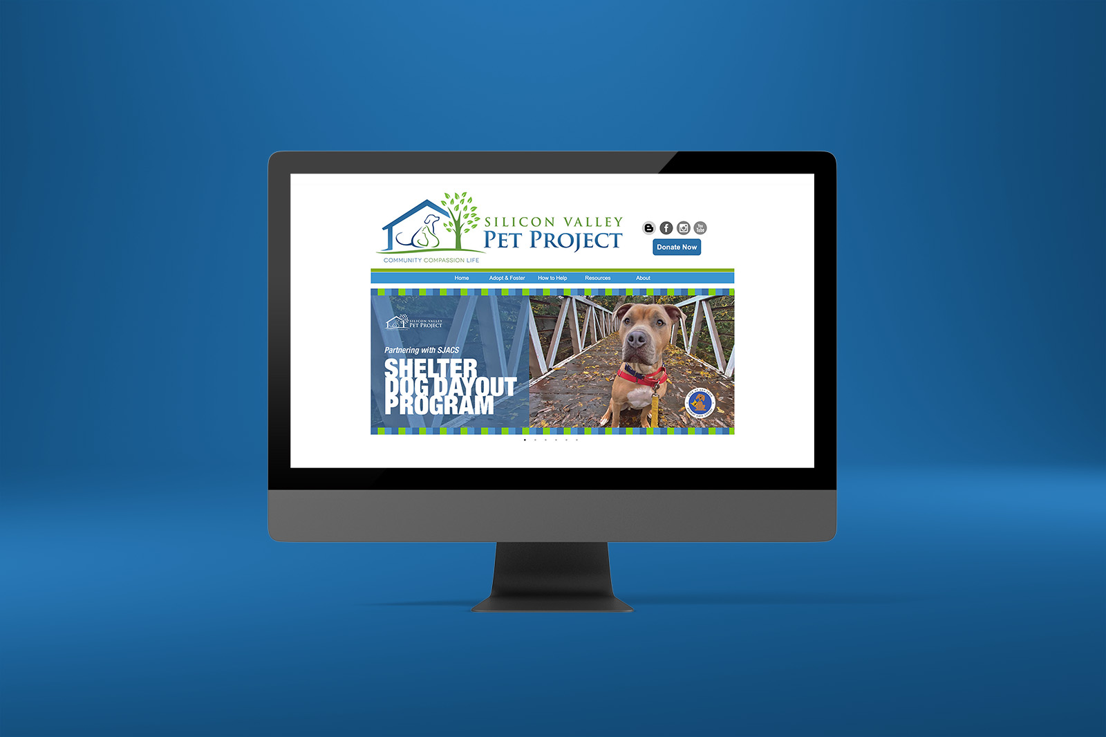 Website shown on a desktop monitor